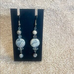 Elegant Silver and White Dangle Earrings